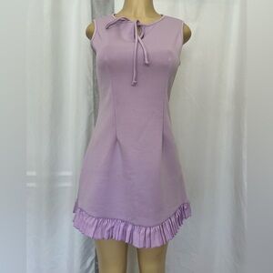 Medium, Lilac,  Ruffled Tie Front Mini Dress